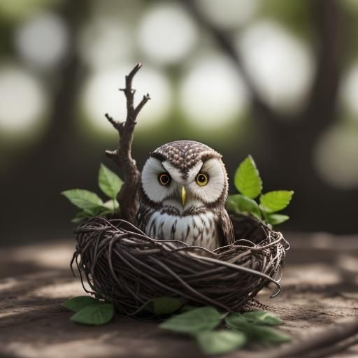 Small Owl in Nest Wildlife Photography