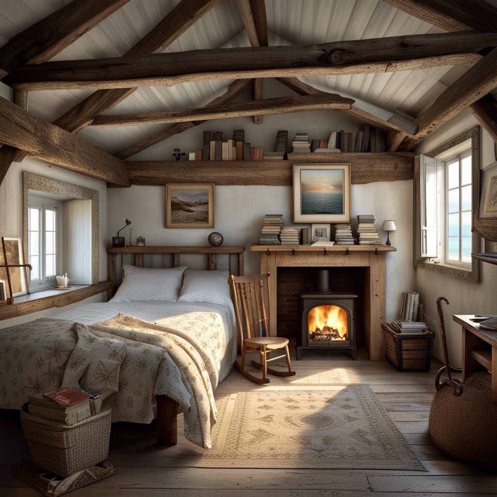 Scandinavian Cabin Bedroom by the Sea