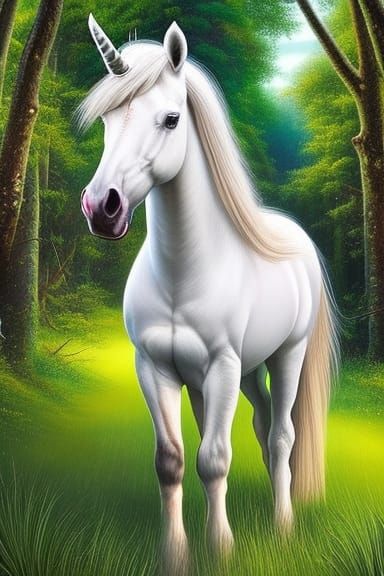 Mystical Unicorn Lady in Hyperrealistic Digital Painting