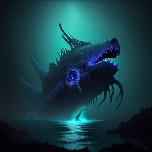 Shaggy Rogers vs The Bloop Creature in Surreal Style