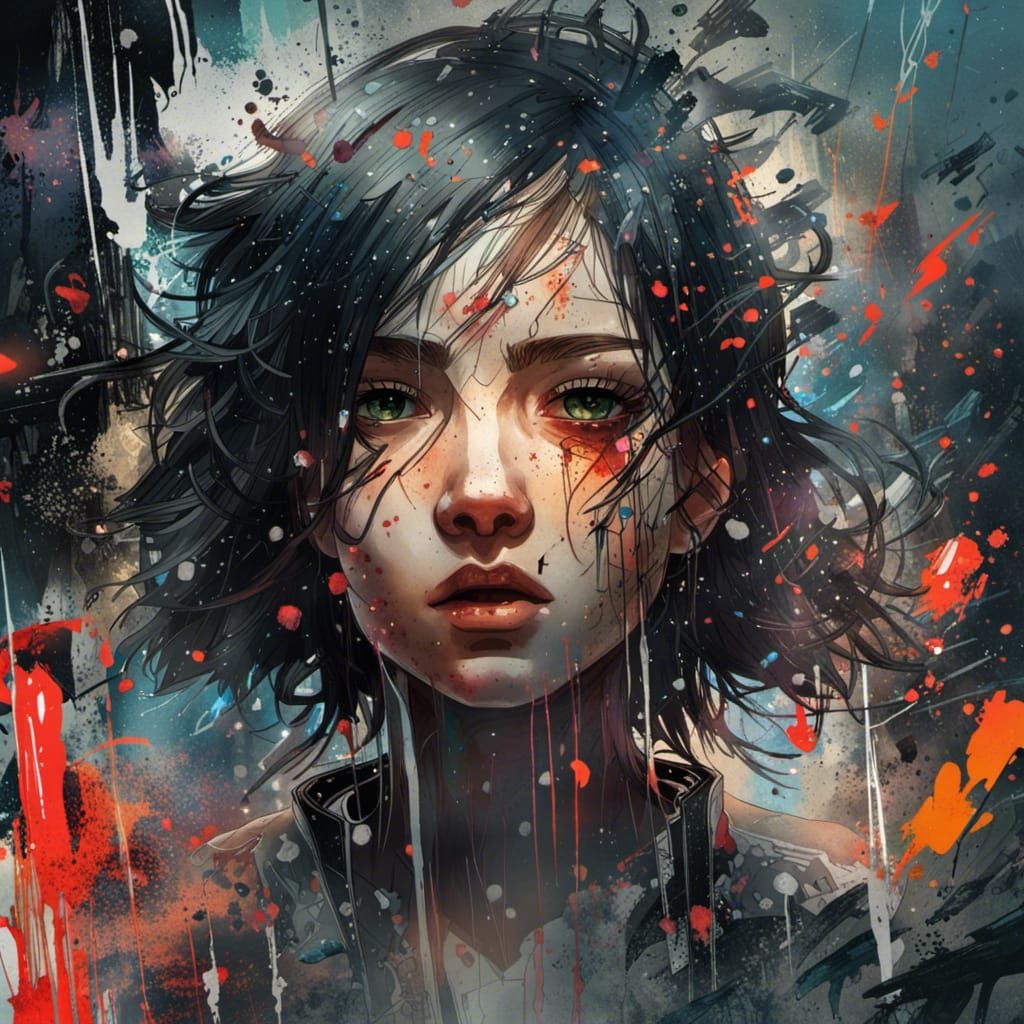 Tormented Soul with Glowing Eyes, Digital Art