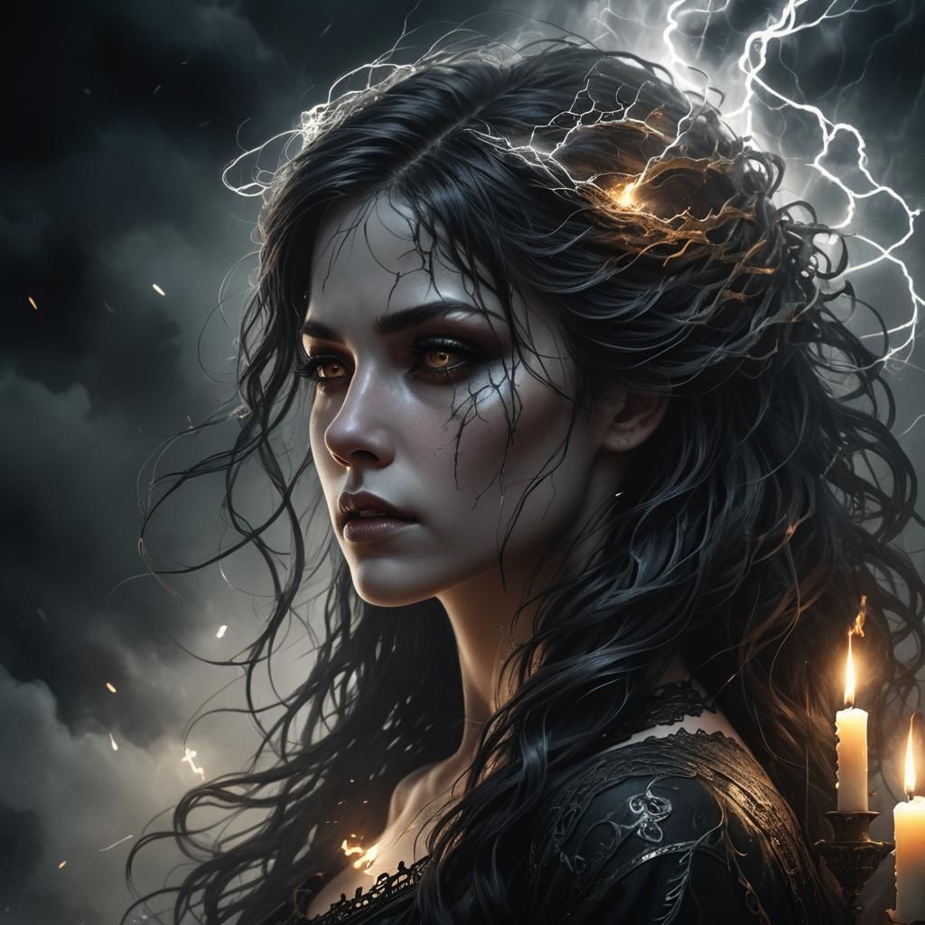 Ghostly Woman in Dark Fantasy Style