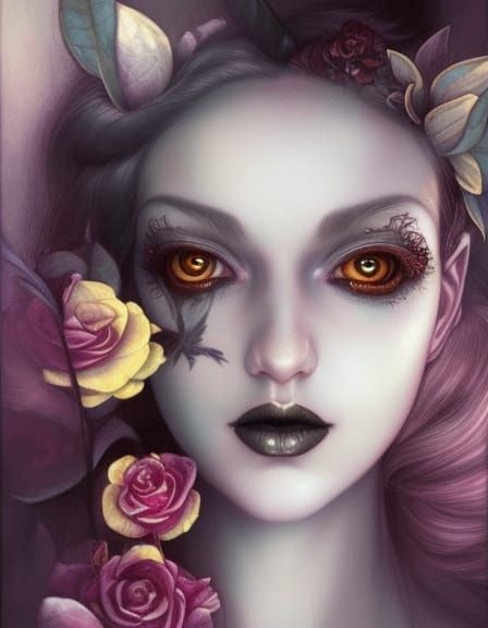 Ornate Portrait of a Gothic Elf Woman