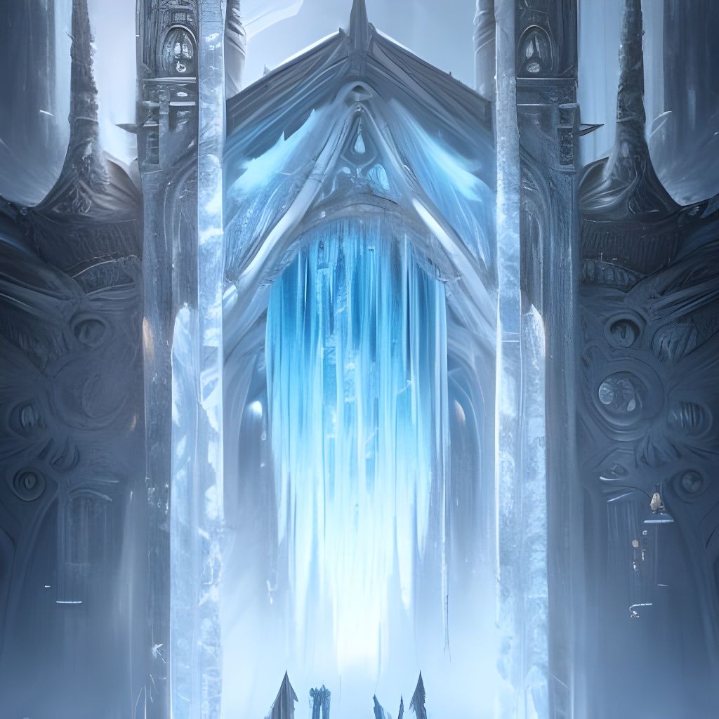 Icy Fantasy Cave Entrance in Digital Art Style