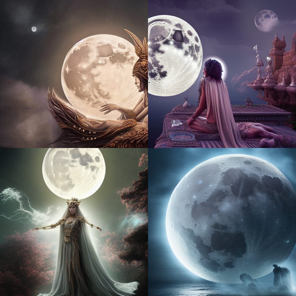 Epic Moon Goddess Digital Matte Painting