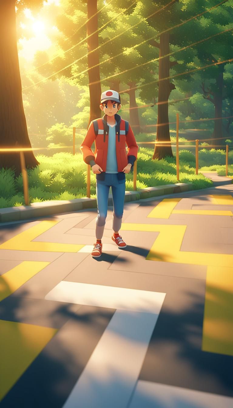 Pokémon Raboot in Serene Forest: Anime Style