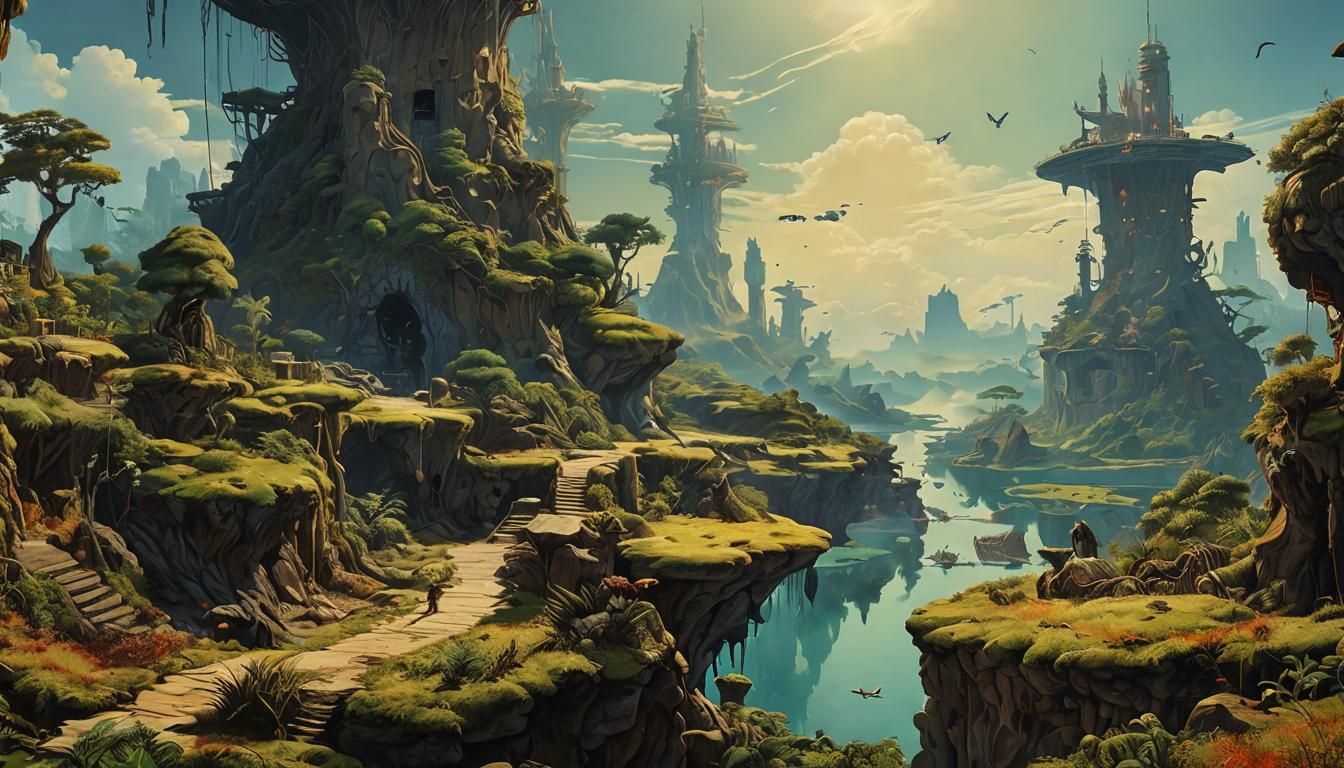 Surreal Movie Aftermath in Oil and Doodle Style