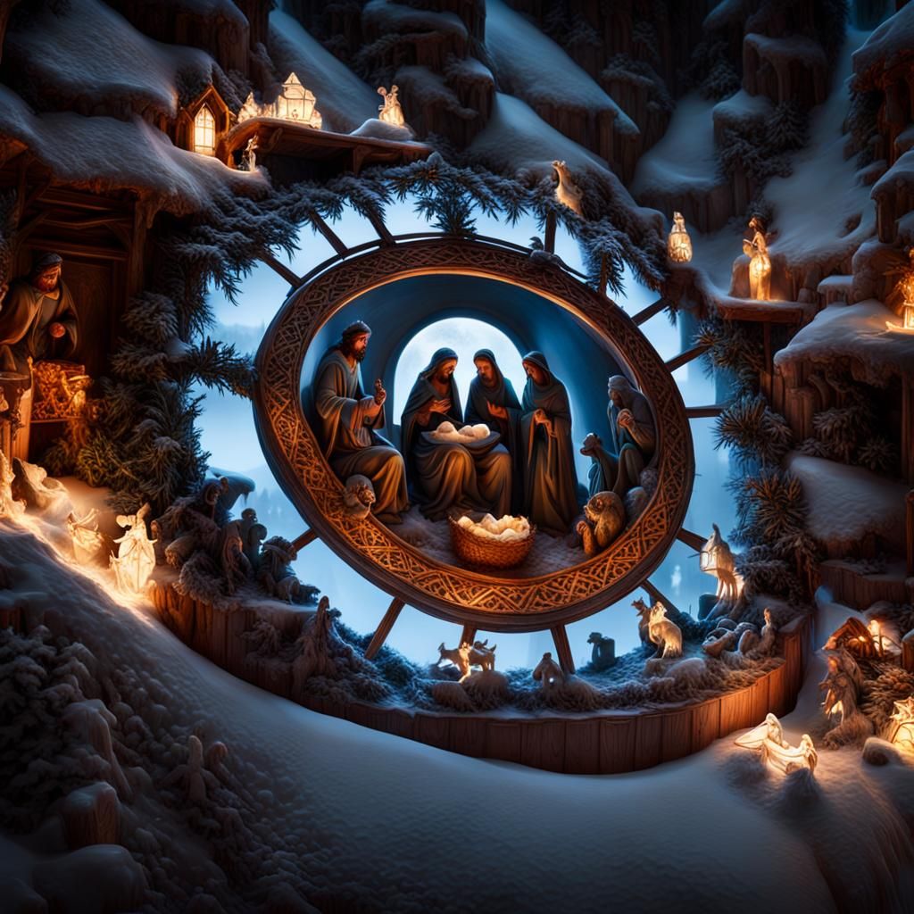 Intricate Soap Carving of the Nativity Scene