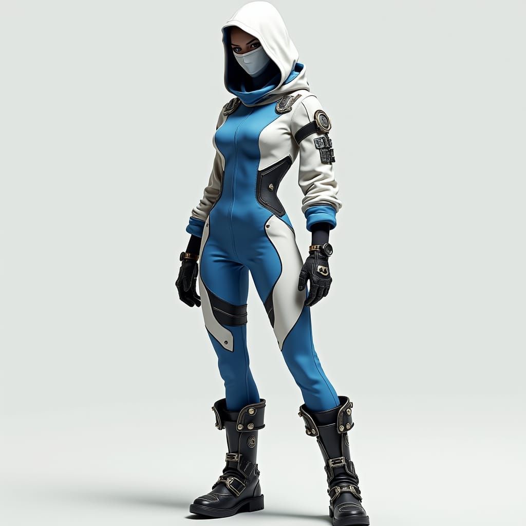 Spider Sona in Futuristic White and Blue Jumpsuit