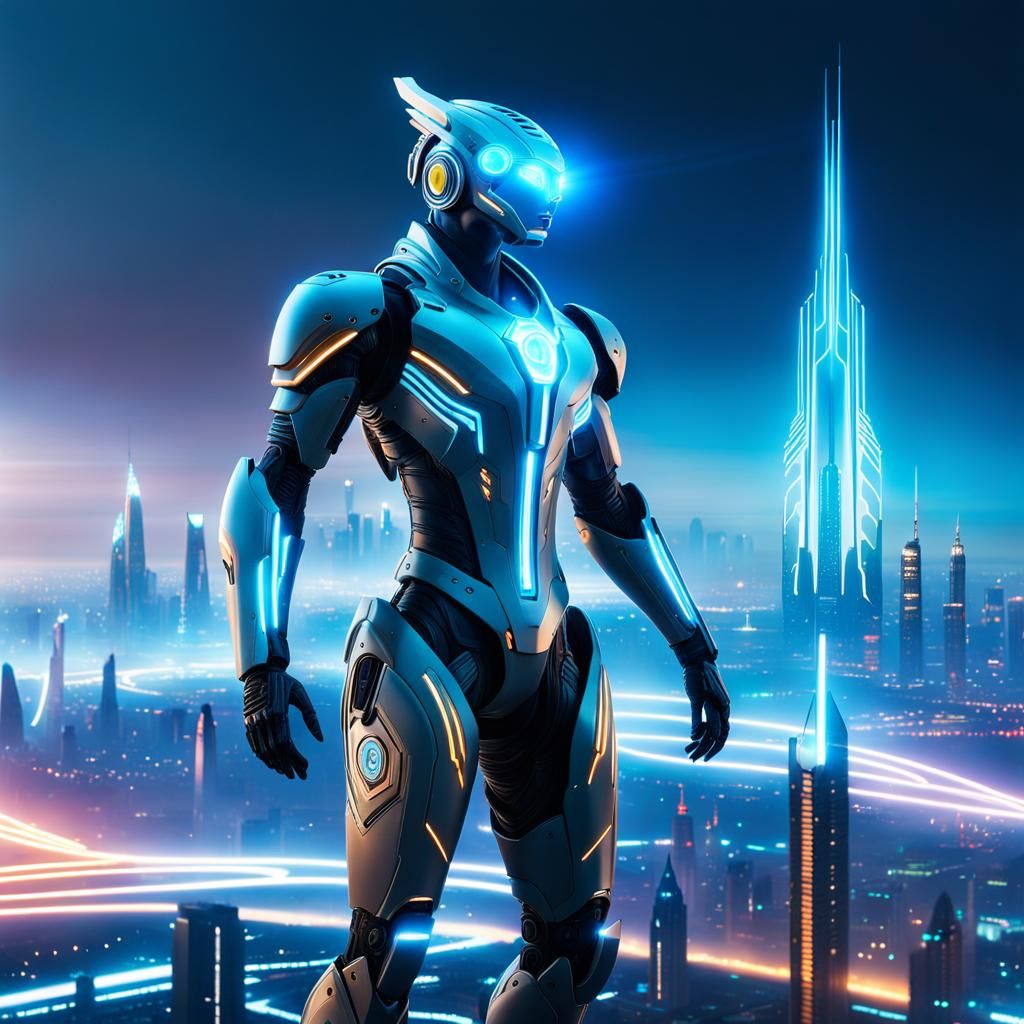 Cybernetic Mythical Creature Emerges from Haze