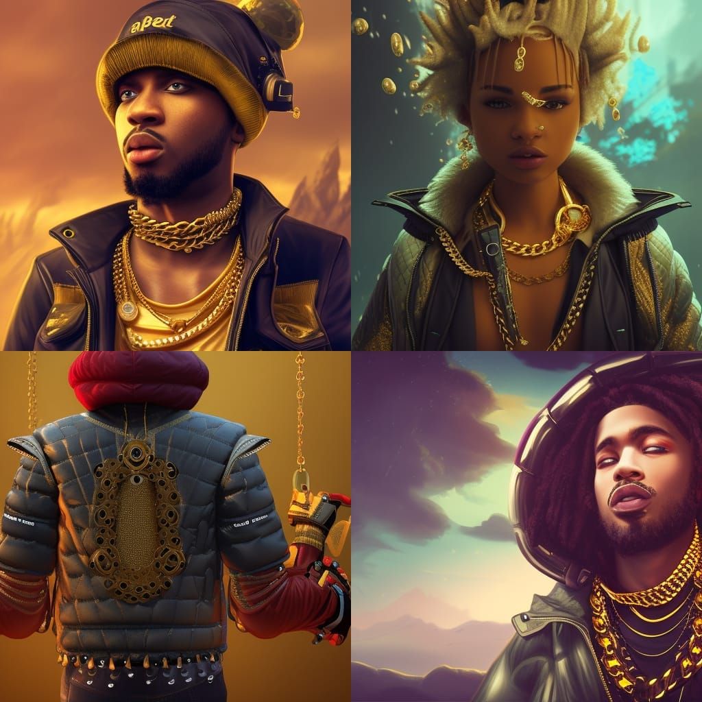 Rapper with Puffer Jacket in Detailed Matte Painting