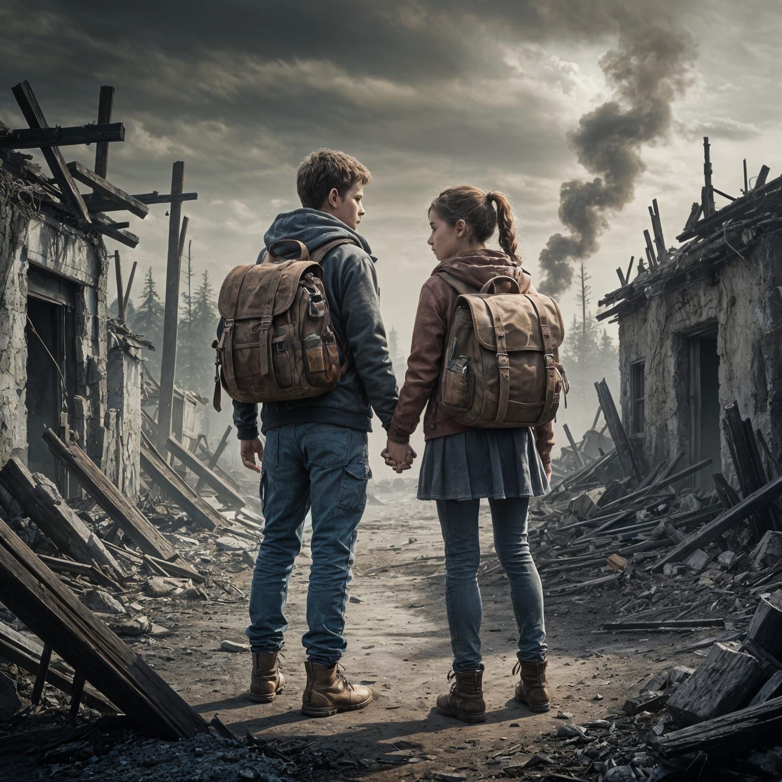 Teenage Survivors in a Post-Apocalyptic Landscape
