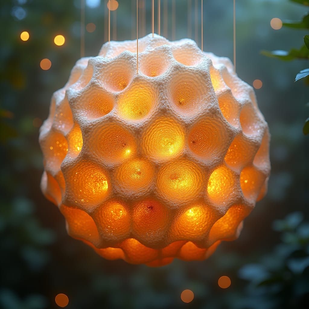 Iridescent Floating Beehive with Honeycomb Patterns