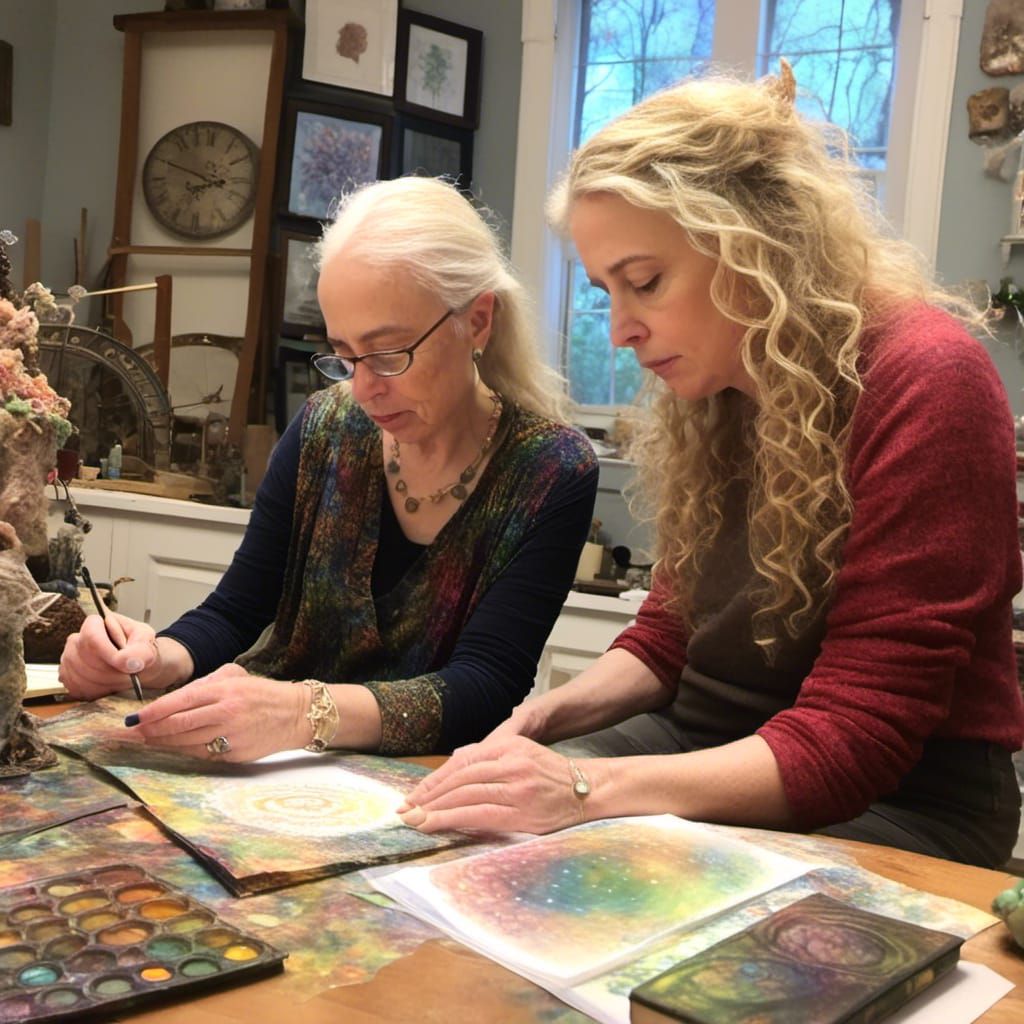 Two Women Collaborating on a Creation