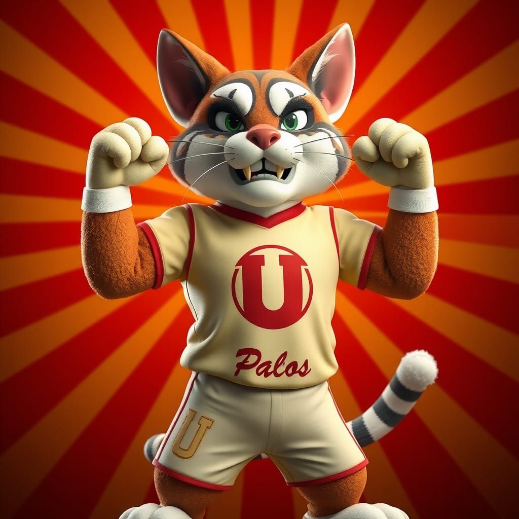 Fearless Feline Mascot, a Victorious 3D Digital Art