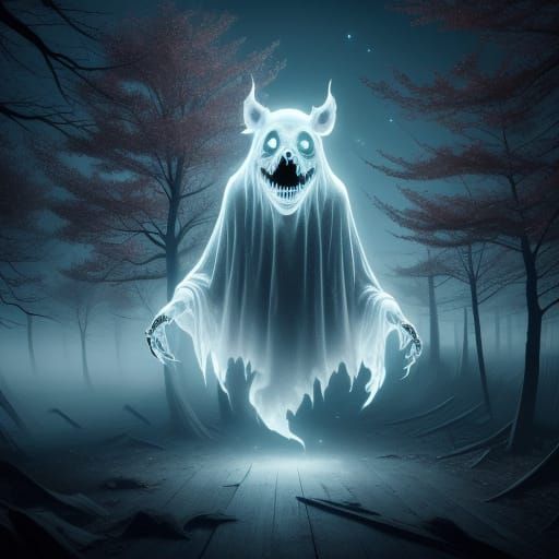 Ethereal Ghost Pig in Haunted Forest