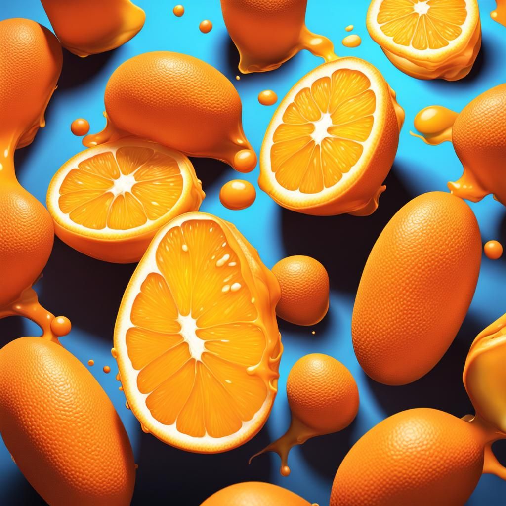 Hyperrealistic Orange Juice Cocoons in Splash Art Style