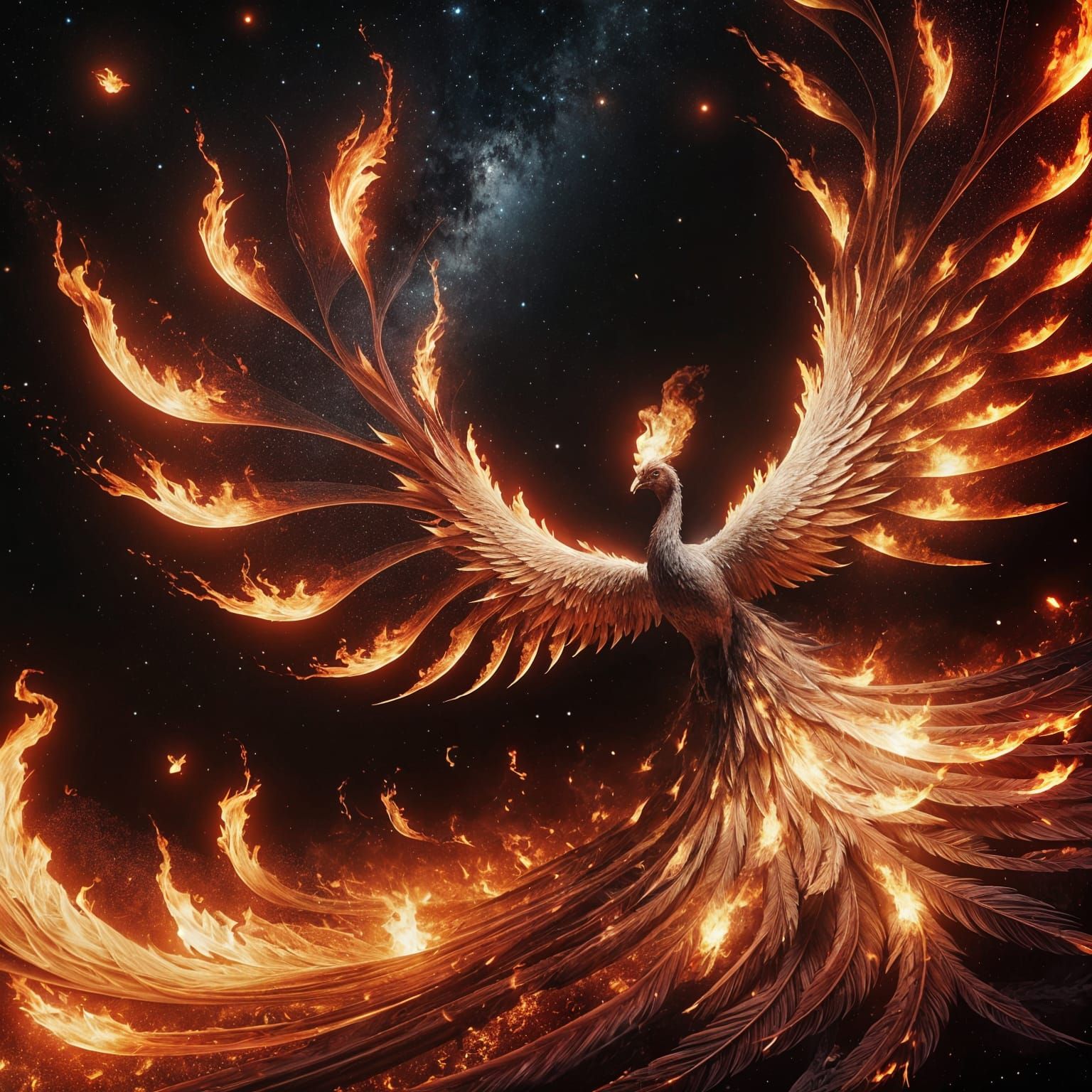 Majestic Fiery Peacock with Ethereal Wings