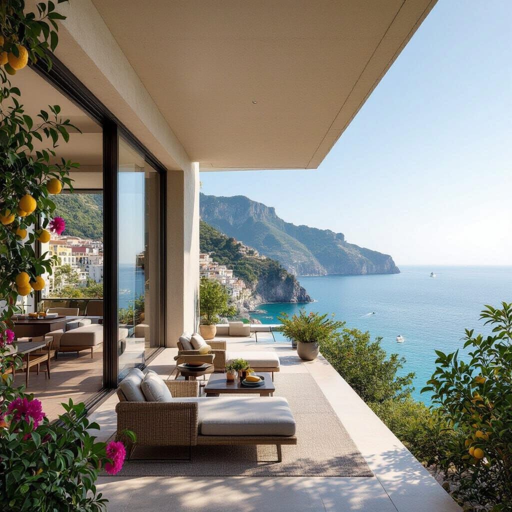 Minimalist Amalfi Villa with Turquoise Sea View