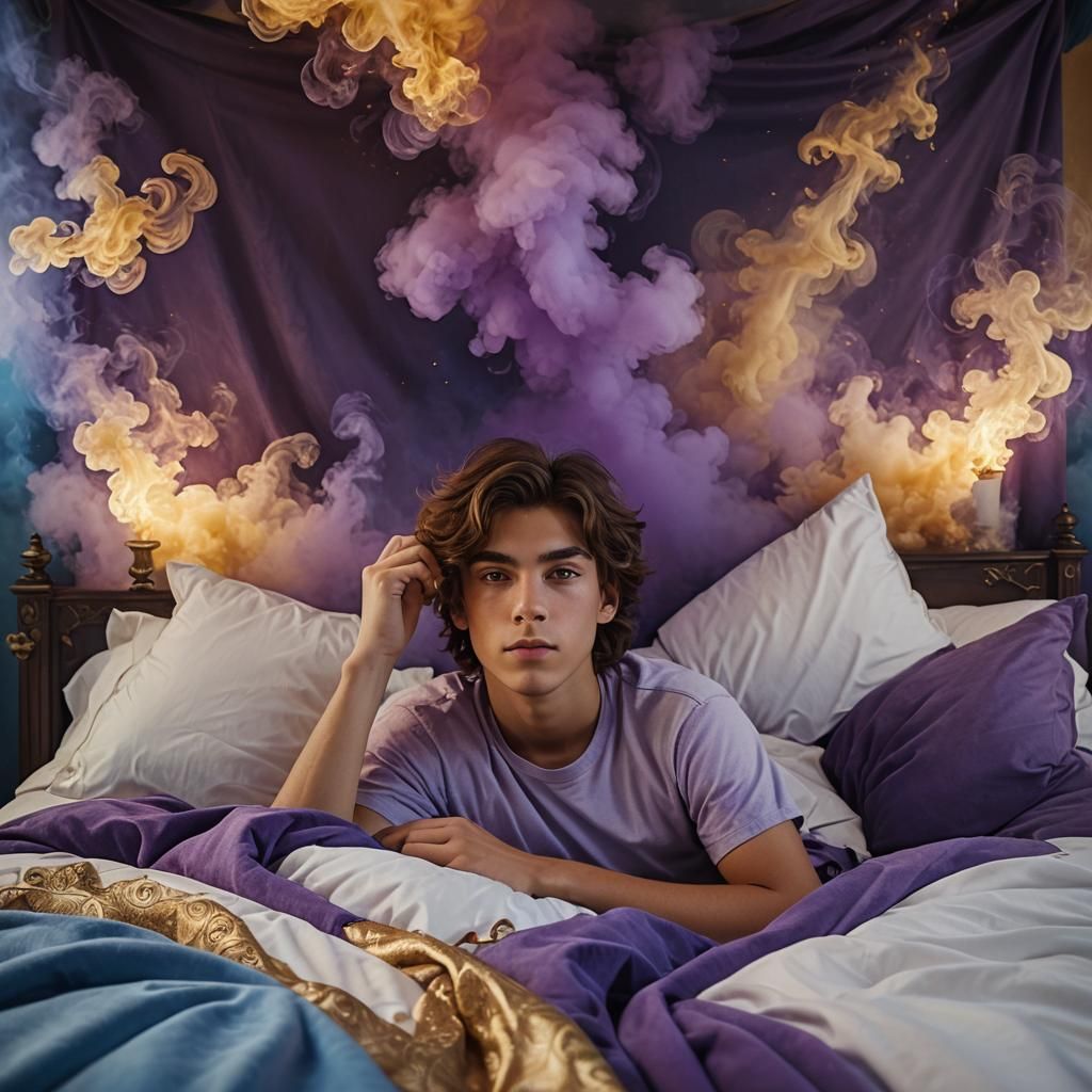 Boy in Fantasy Bedroom as Matte Painting