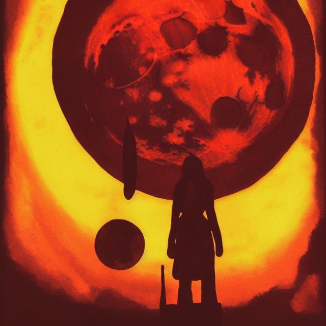 Striking Crimson Moon in Dark Sky