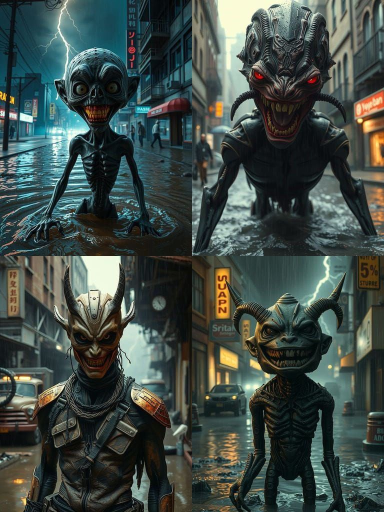 Cyberpunk Street Hybrid Smiles in Rusty Dystopia