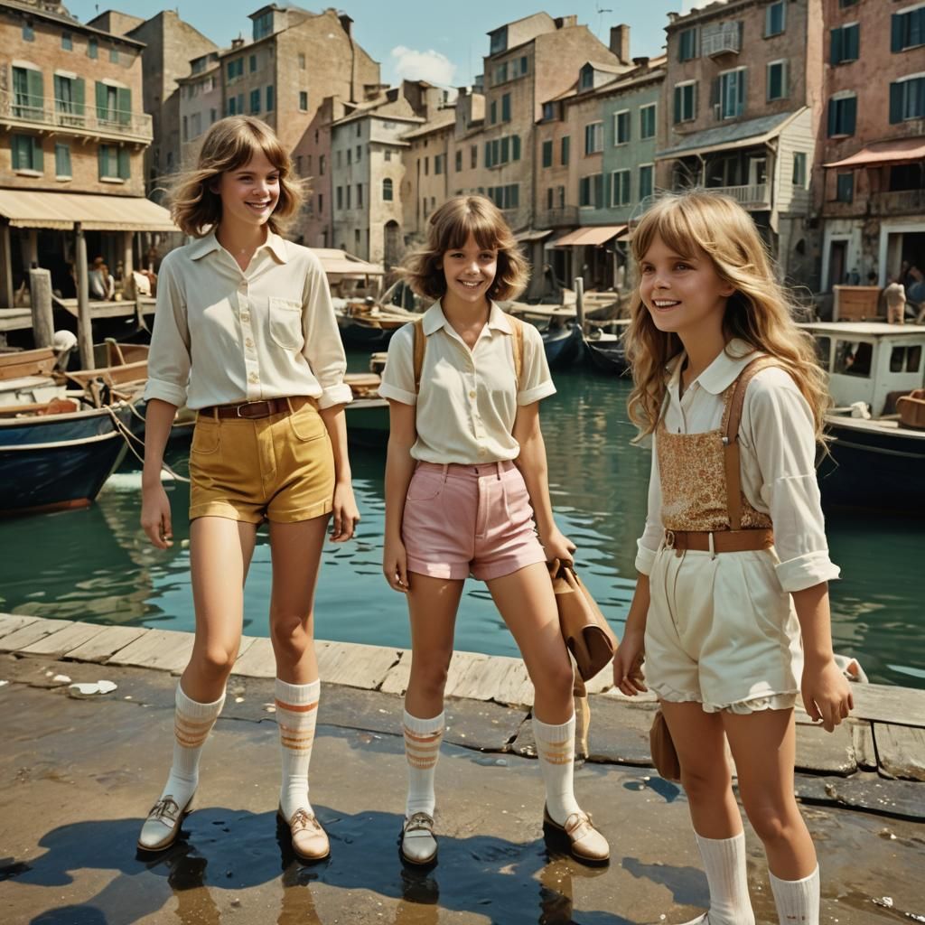 Girls in Italian Harbour: 70s Style Fantasy Art