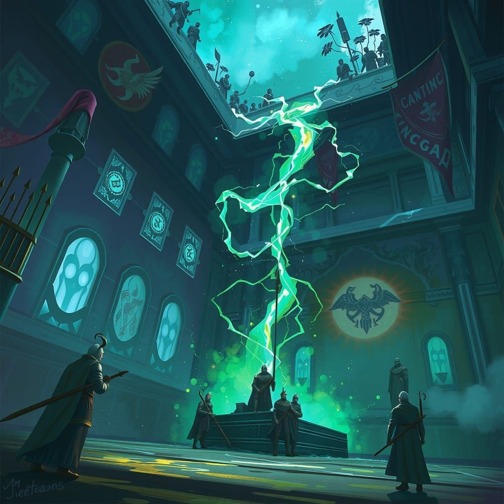 Ethereal Guardians of Ancient Mysticism in Cyberpunk Fantasy