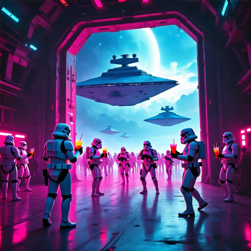 Star Wars Neon Rave in Star Destroyer Hangar