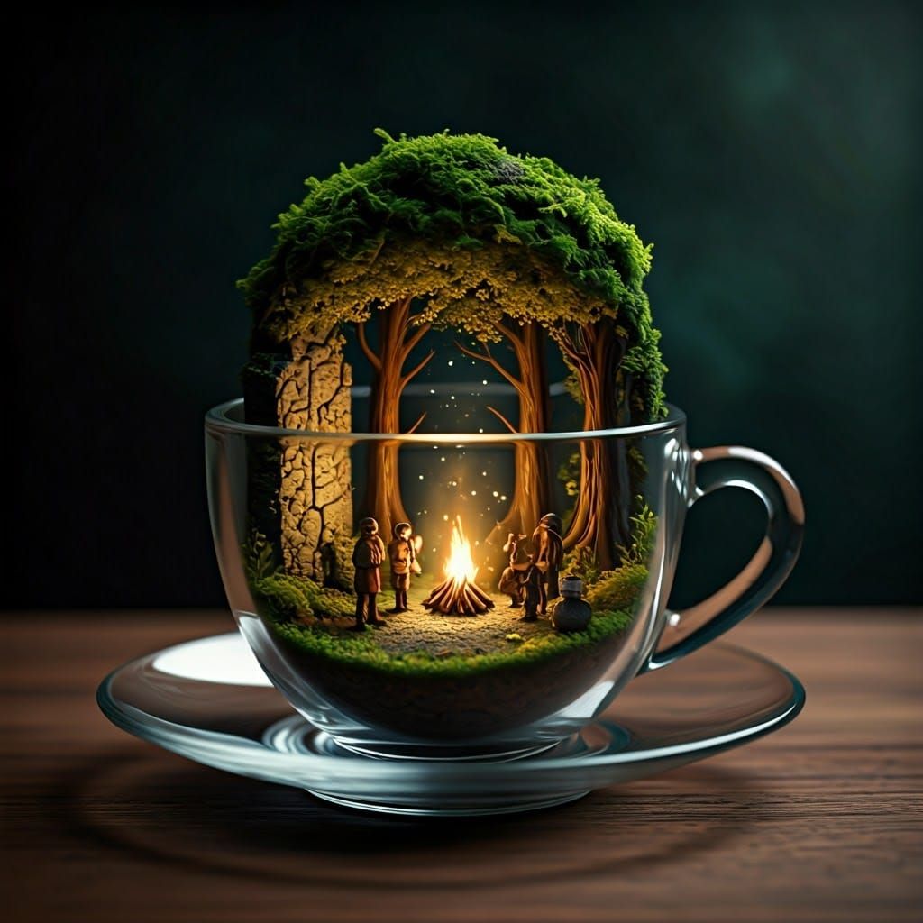Enchanted Forest in Teacup: A Whimsical Diorama
