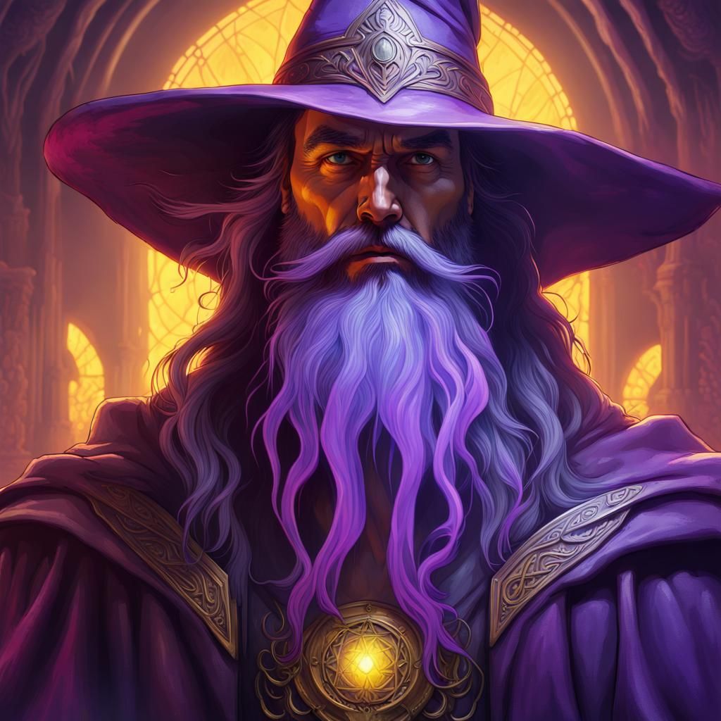 Dark Fantasy Wizard with Purple Aura Powers