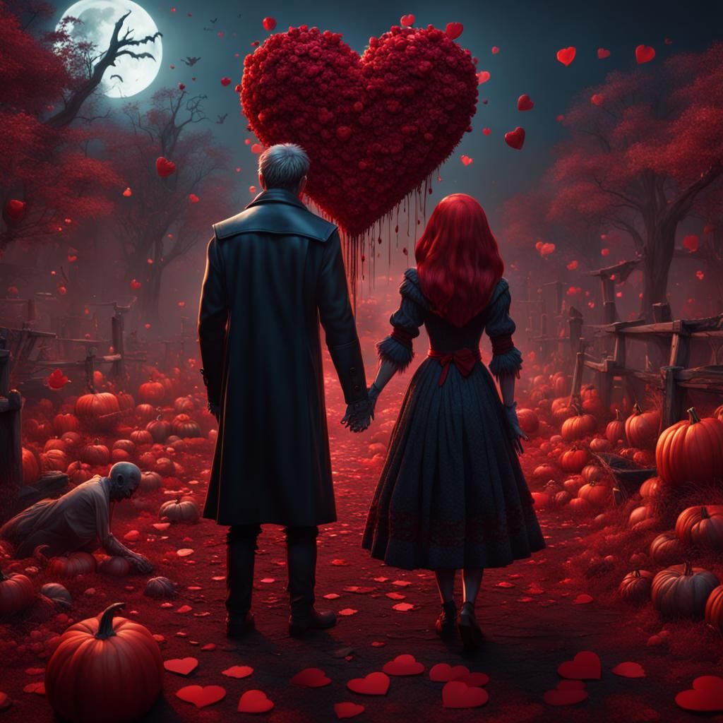 Creepy Dead Couple: Halloween Valentine's Fantasy Art
