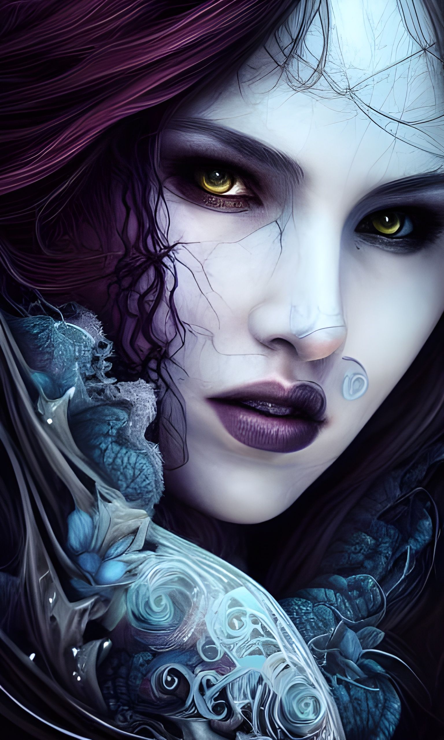 Beautiful Ghost in Haunted Landscape, Digital Art