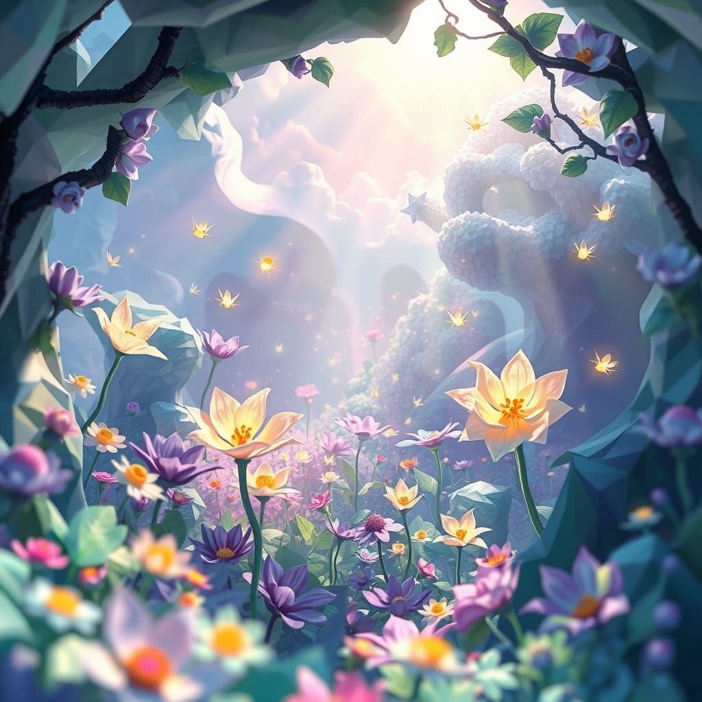 "biomorphic art of a whimsical otherwordly magical garden, w...