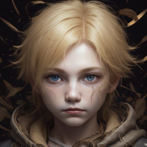 Sinister Horror Portrait of a Blond Boy