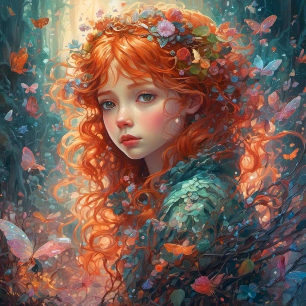 Vibrant Fairy Girl in Crystal Fantasy World