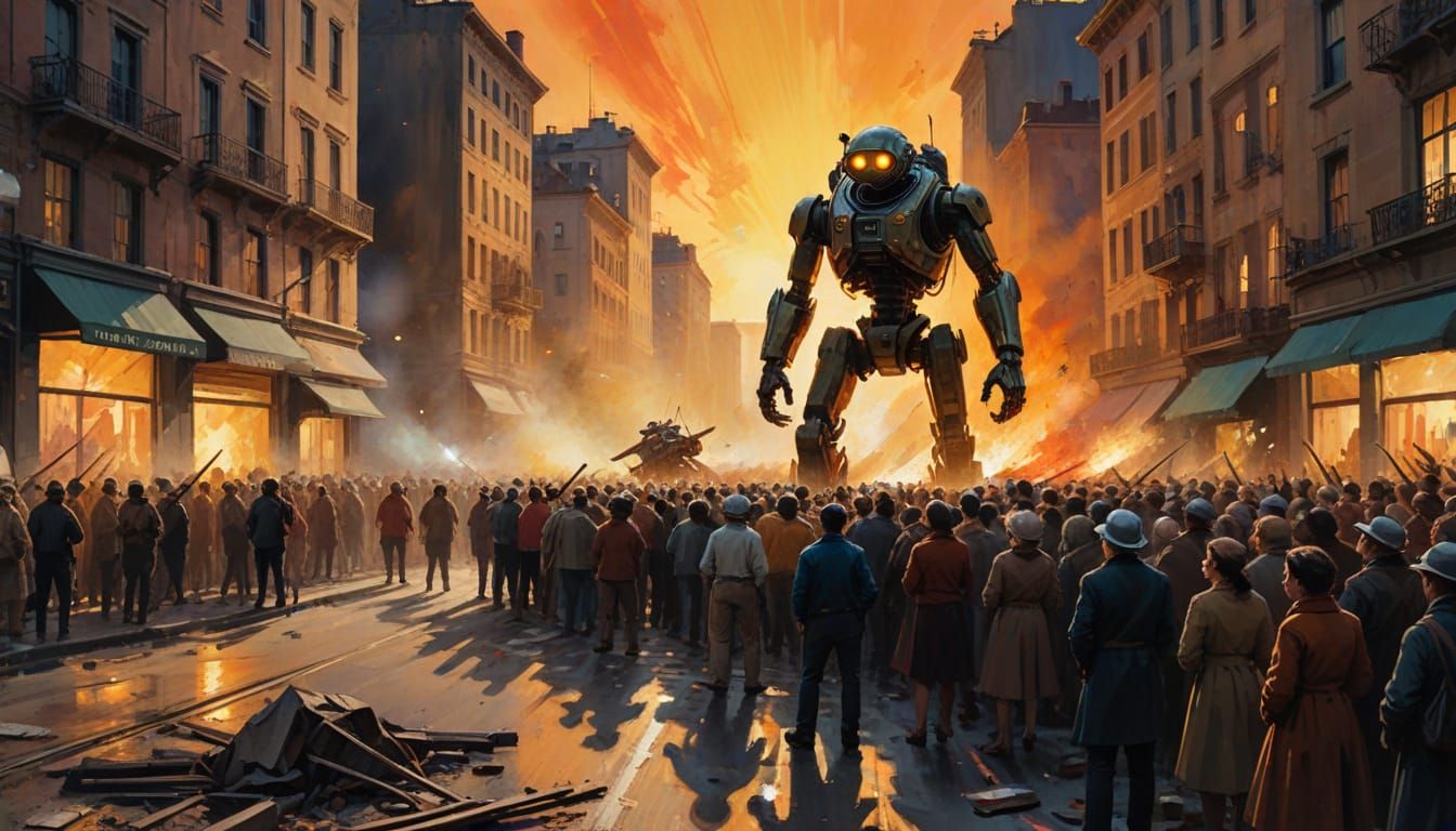 Epic Gouache Masterpiece of a Martian Invasion