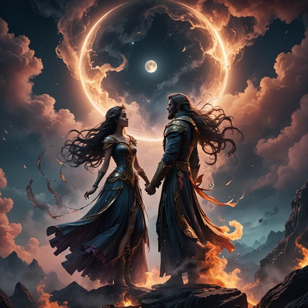 Souls Meeting as Smoke in Moonlit Night