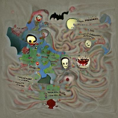 Nightmarish Distorted Map of a Surreal Landscape