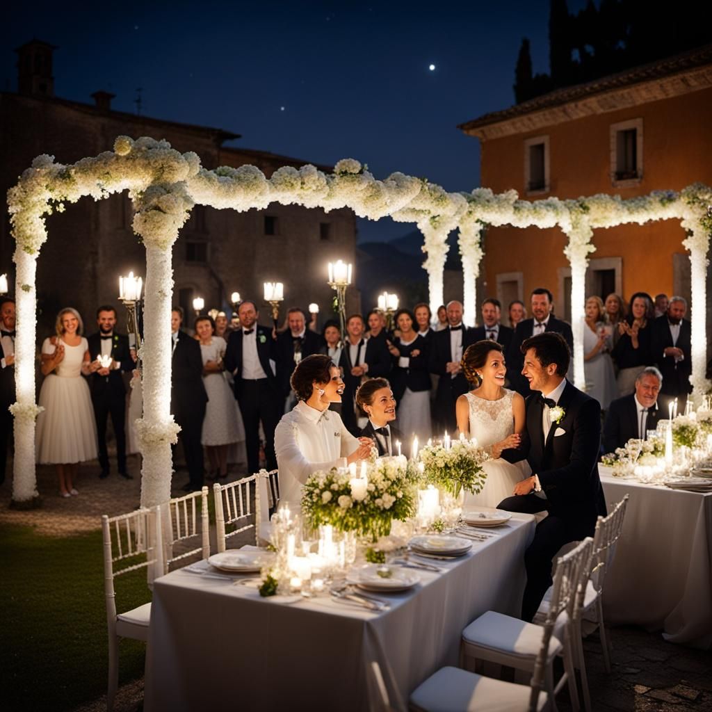 Romantic Candlelit Wedding at Night