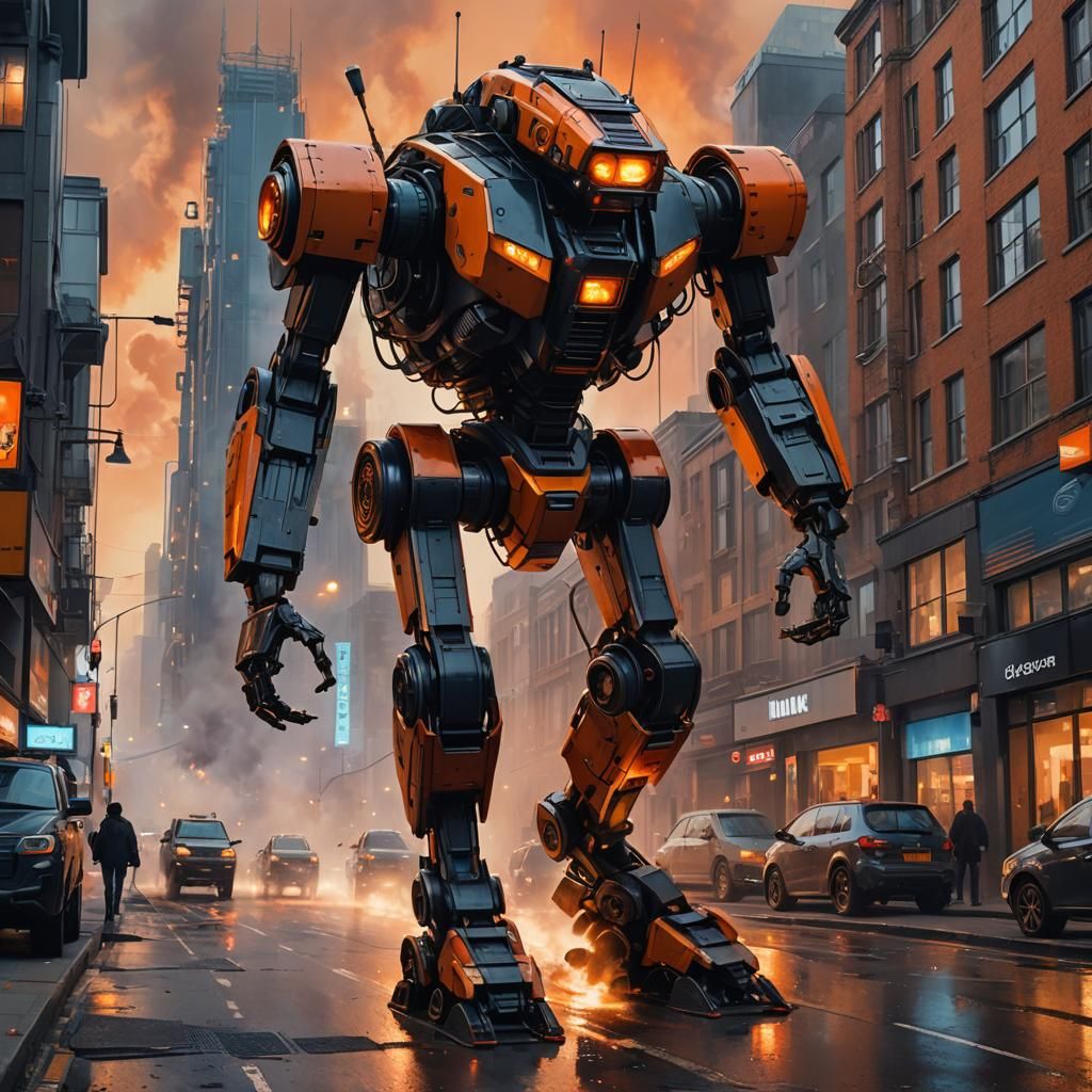 Sci-Fi Robot Marches Through London Street