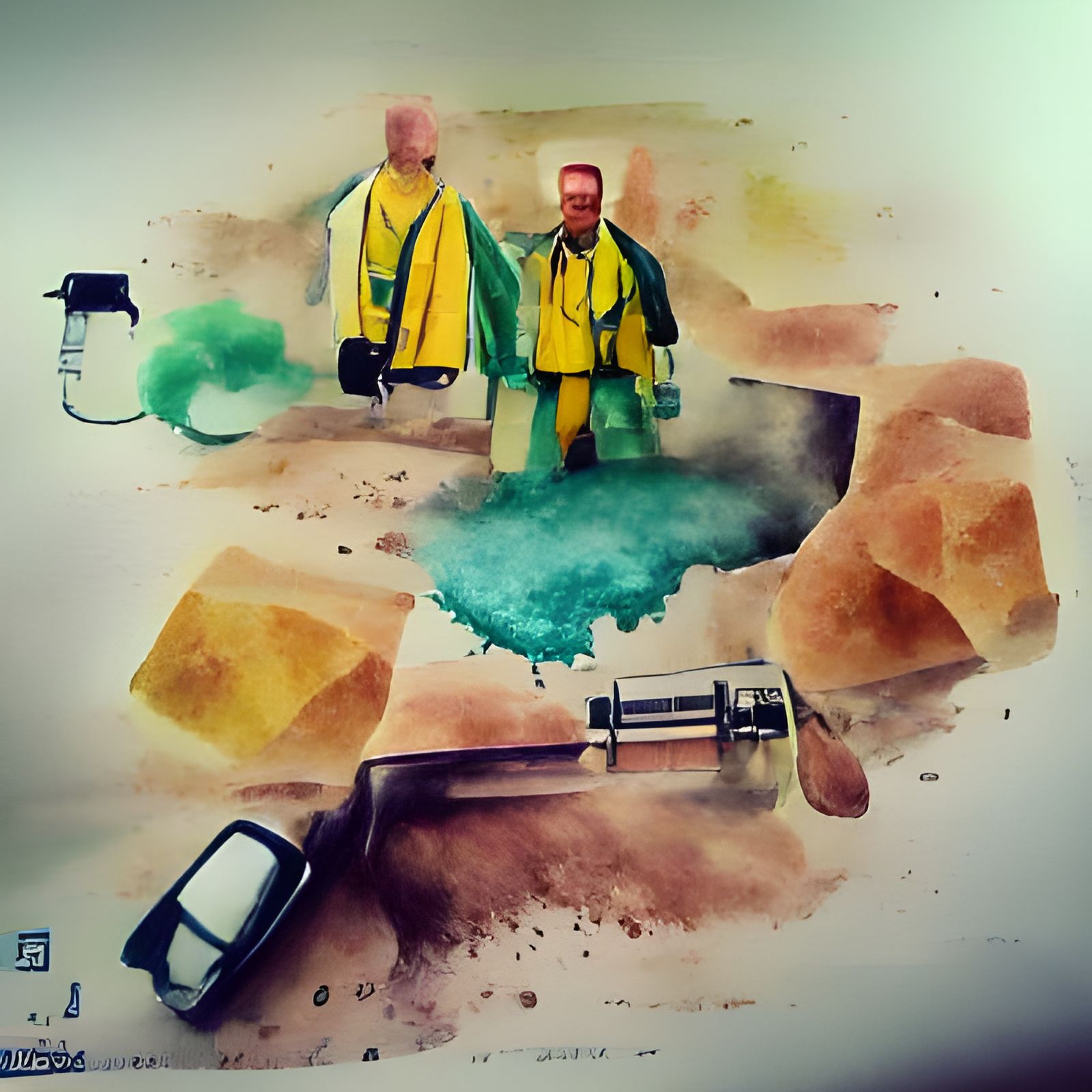 Breaking Bad Scene as Watercolor Painting