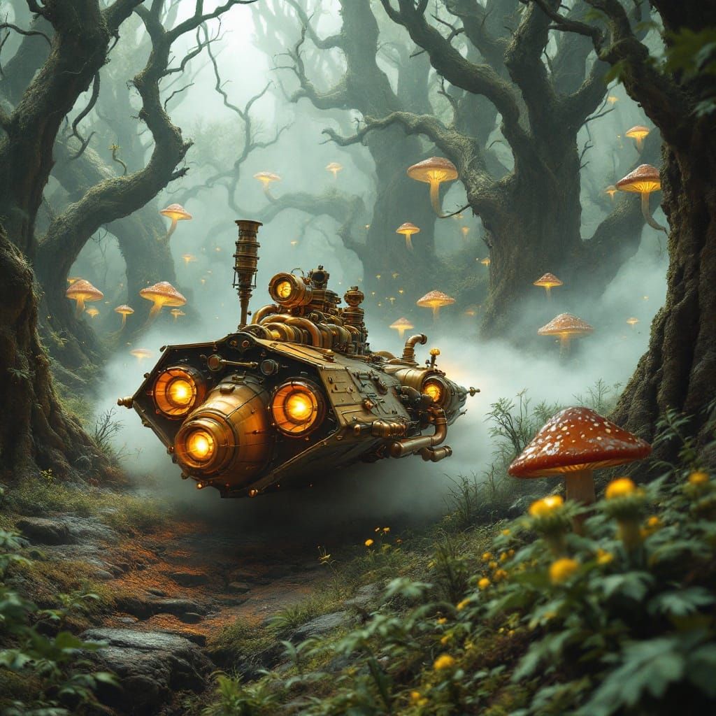Steampunk Starwars Landspeeder Racing Through Endor's Twiste...