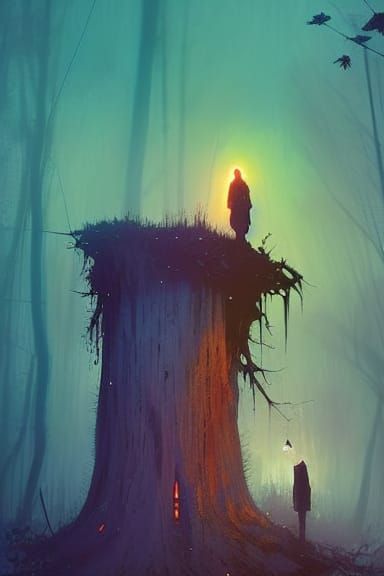 Lonely Ghost in Spooky Forest: Matte Painting