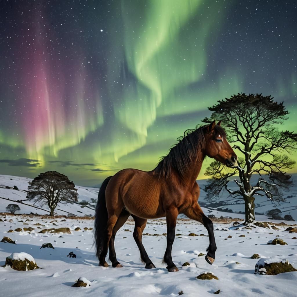 Aurora Borealis Over Dartmoor: Geometric Abstract Fantasy