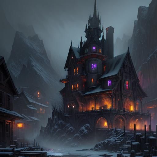 Winter Zombie Ghost Town: Dark Fantasy Art