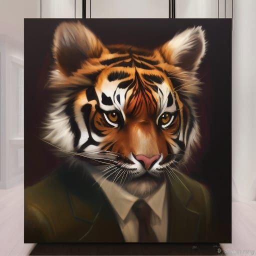 Business Tiger Cub in Studio Ghibli Style