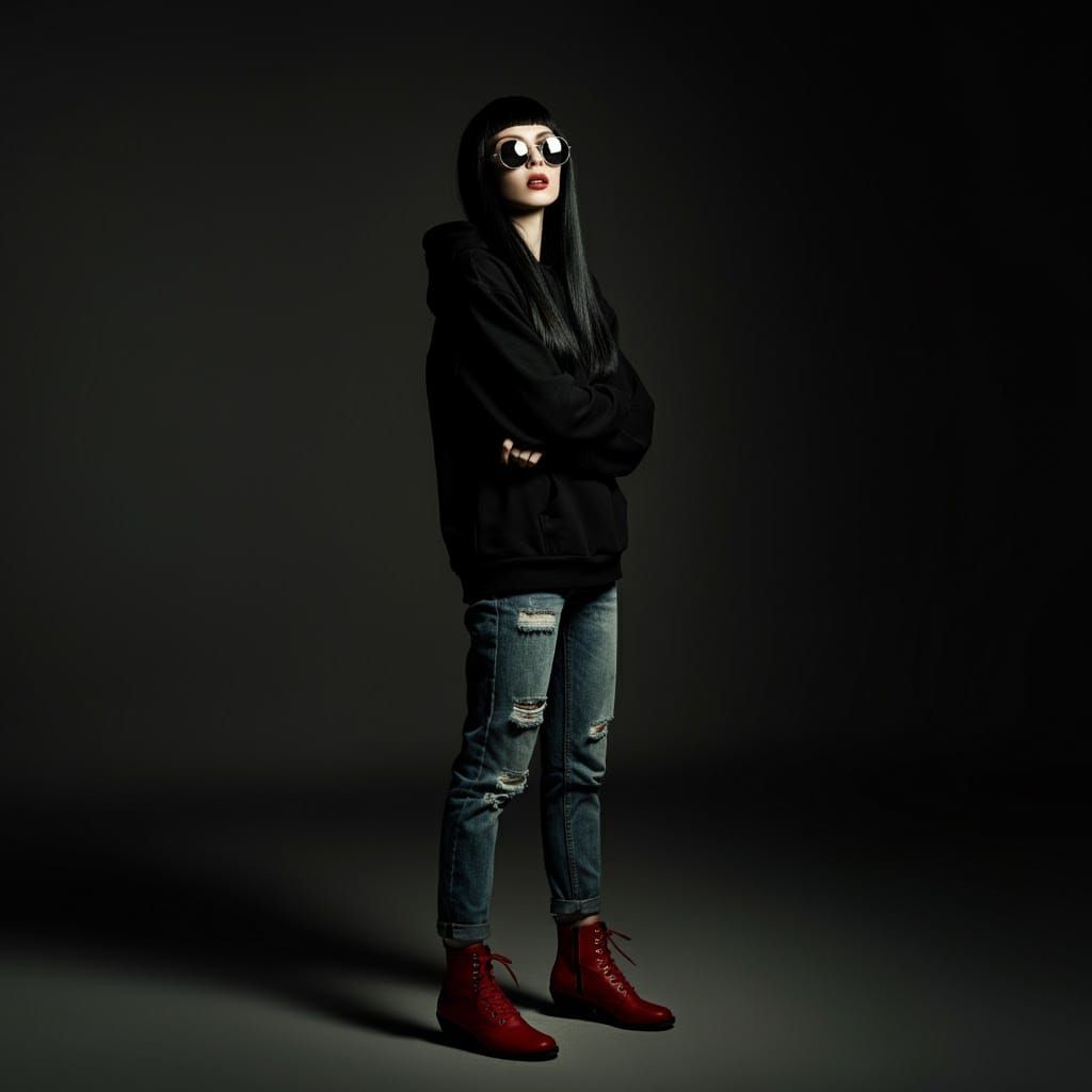 Edgy Streetwear Fashion Portrait in Monochromatic Tones