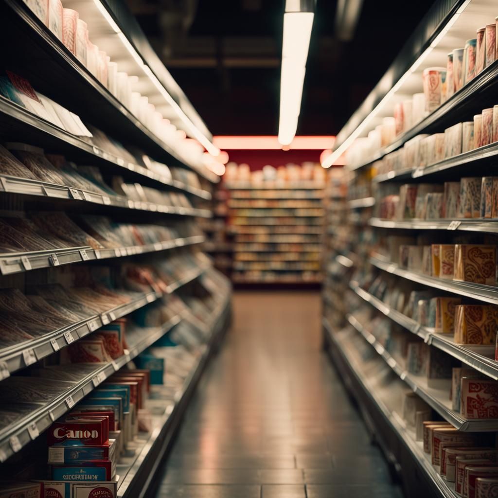 Eerily Empty Video Store at Night