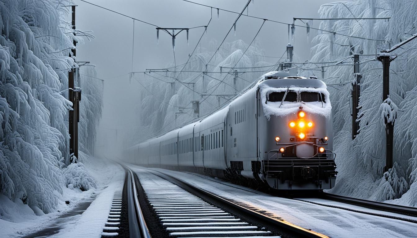 Icy Landscape with Ice-Covered Vehicles: Hyperrealistic Deta...
